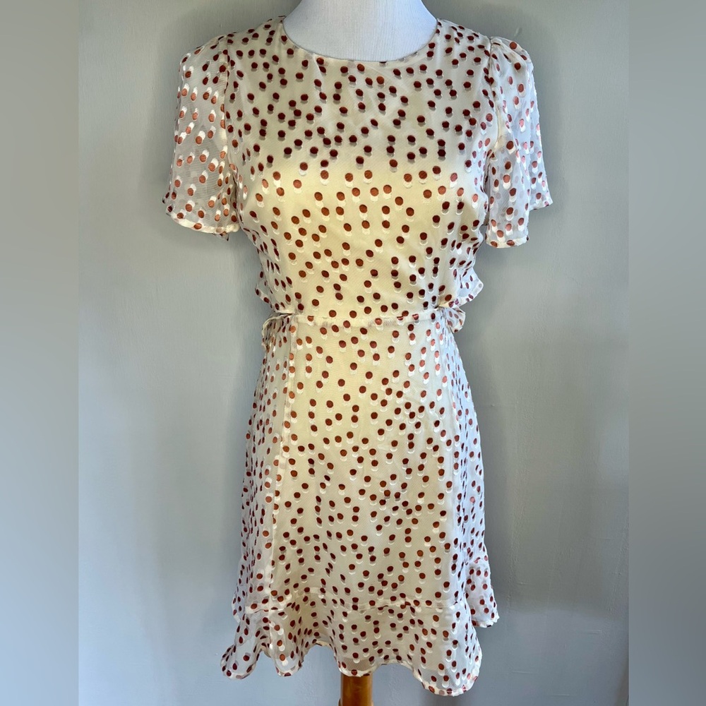 Flowy Polka Dot Cream Dress with White and Mauve Pink